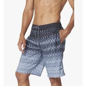 Speedo E-Board Men Swim Trunks Shorts XXL Ombre Black Geometric 4-Way Stretch